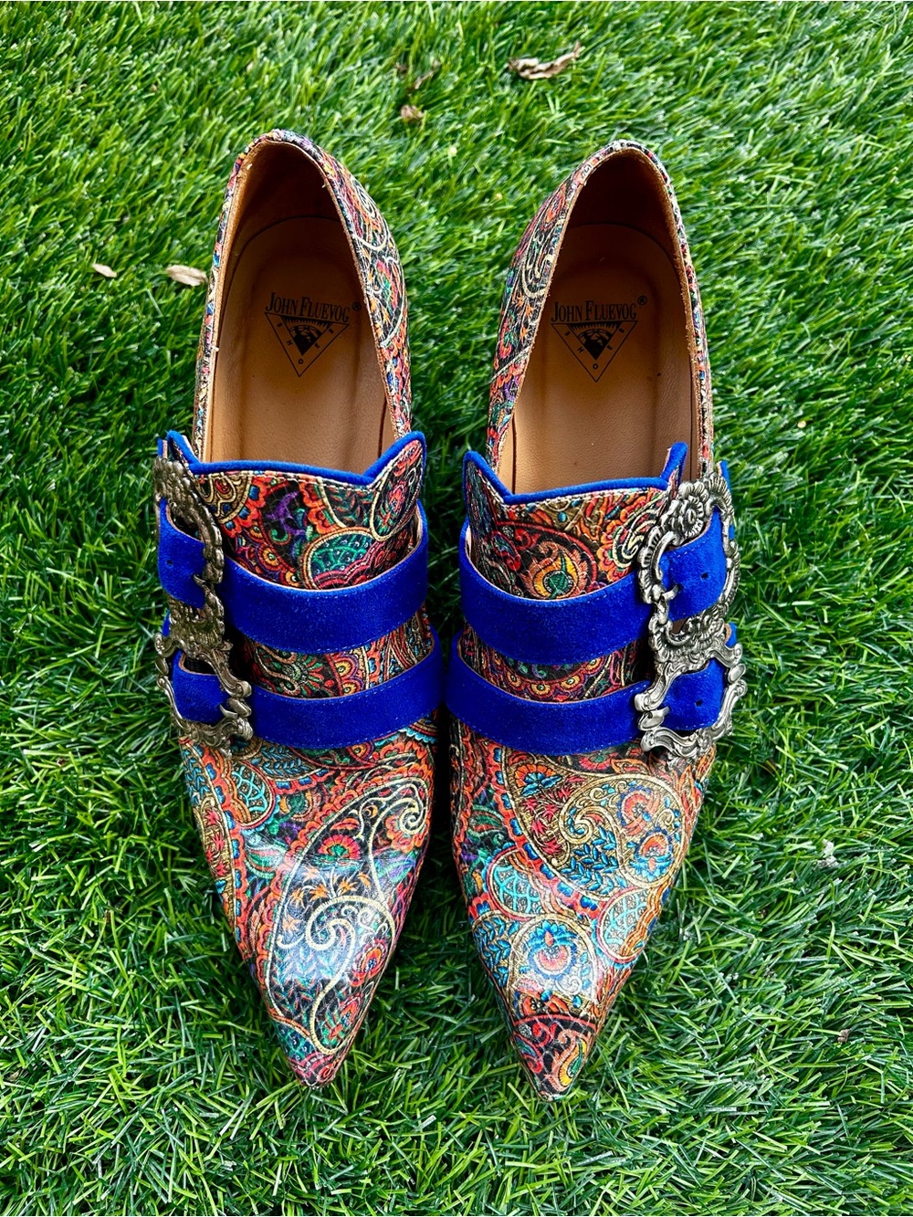 John Fluevog Classy Strozzi Swordfish Toe Pumps in Paisley - Picture 4 of 8